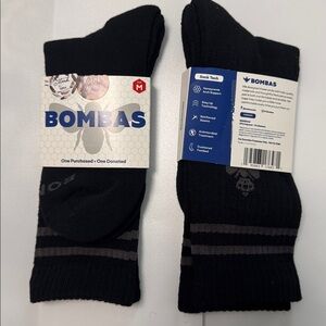 Bombas  Women Set of 2 Mid Calf Black Socks